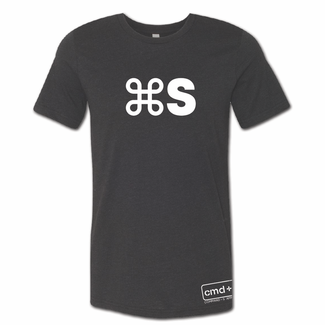 Black tee featuring the command symbol and the letter S in white print